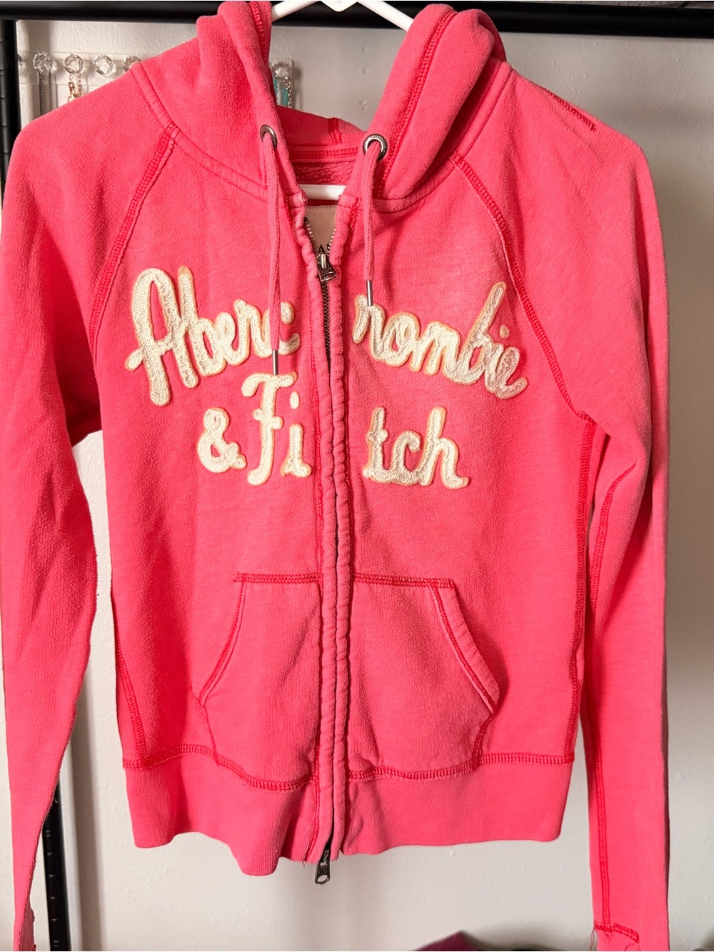 Abercrombie & Fitch Coral Pink Zip-Up Hoodie